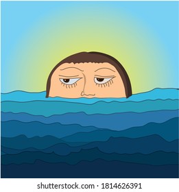 floating girl in the sea