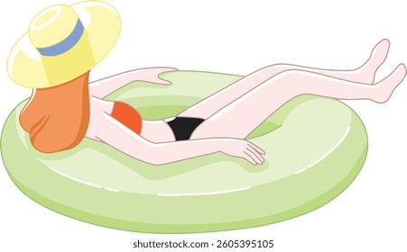 Floating Girl with Swim Ring