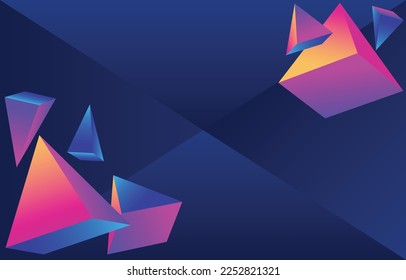 Fondo de forma triangular de color neón brillante flotante.