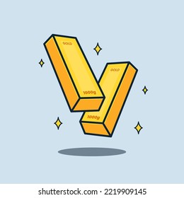 Floating Golden Bars cartoon vector icon illustration isolated finance design concept