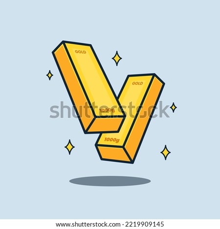 Floating Golden Bars cartoon vector icon illustration isolated finance design concept