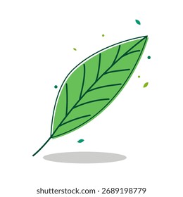 Icono de hoja verde flotante con acentos coloridos