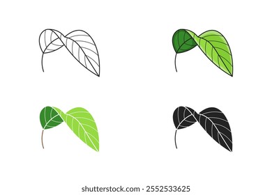 floating green leaf vector made with various styles