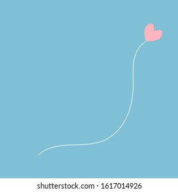 Floating heart balloon symbol of love on sweet blue background, greeting card, Flat design Happy Valentines day. can be add text. vector illustration.