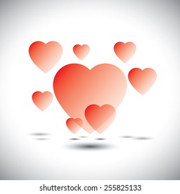 floating heart icons in a dream garden of love - vector icon