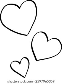 Floating Hearts line mother day doodle illustration