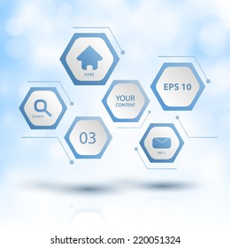 Floating Hexagons With Clouds In The Background