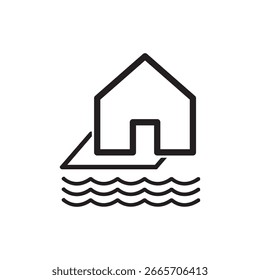 
Línea de icono de casa flotante. Diseño