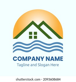 Floating House Logo Design. This logo is suitable for companies engaged in the arts and other businesses, such as real estate, media, entertainment, and so on.