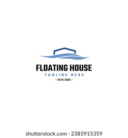 Vorlage für Vektorgrafik-Logo im Floating-Haus. Logo der Vorlage für Immobilien.