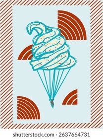 Floating Ice Cream Parachute with Colorful Sprinkles