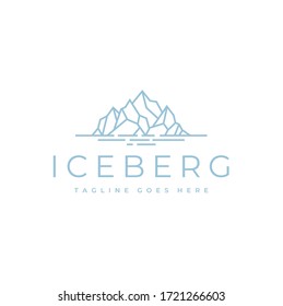 Floating Ice Mountain oder Iceberg Logo Design mit einfachem Line Art Stil 