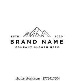 Floating Ice Mountain or Iceberg logo design with simple line art style