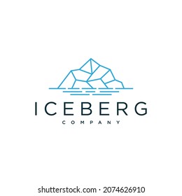 Diseño del logo de Ice Mountain o Iceberg flotante con estilo de arte de línea simple