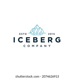 Floating Ice Mountain or Iceberg logo design with simple line art style