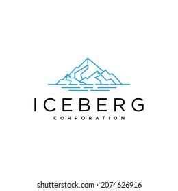 Floating Ice Mountain or Iceberg logo design with simple line art style