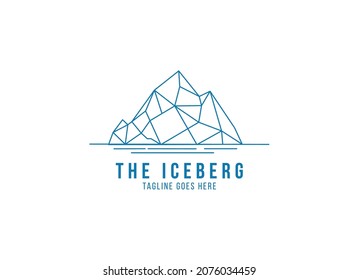 Floating Ice Mountain or Iceberg logo design with simple line art style