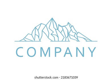 Floating Ice Mountain or Iceberg logo design with simple line art style