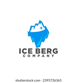 Floating Ice Mountain or Iceberg Logo Design with Simple Style Vector