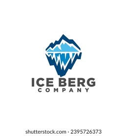 Floating Ice Mountain or Iceberg Logo Design with Simple Style Vector