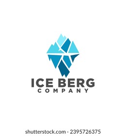 Floating Ice Mountain or Iceberg Logo Design with Simple Style Vector