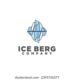 Floating Ice Mountain or Iceberg Logo Design with Simple Style Vector