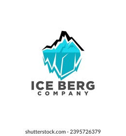 Floating Ice Mountain or Iceberg Logo Design with Simple Style Vector