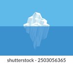 Floating ice mountain. Iceberg vector illustration. icy rock peak