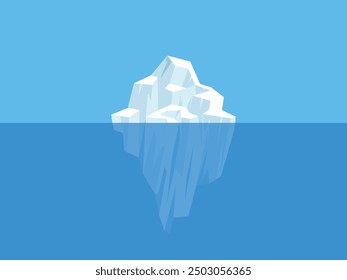 Floating ice mountain. Iceberg vector illustration. icy rock peak