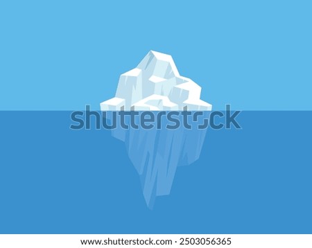 Floating ice mountain. Iceberg vector illustration. icy rock peak