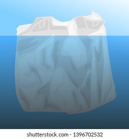 Floating ice in the ocean. Ice iceberg with a huge underwater part on a blue background with a gradient.