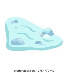 Floating ice sheet block for arctic ocean winter landscape environment flat vector game asset