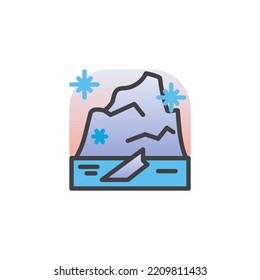 Floating iceberg filled outline icon, line vector sign, linear colorful pictogram isolated on white. Symbol, logo illustration. Vector graphics