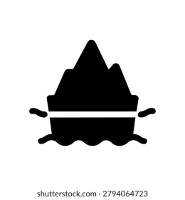 Floating Iceberg Silhouette Icon Containing Polar Ice Formation, Arctic Landscape Theme, Frozen Nature Concept, and Winter Atmosphere