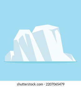 Eis schwimmender Vektor. Eisberg, großes Stück Süßwassereis im offenen Wasser. Cartoon im Vektorstil. 