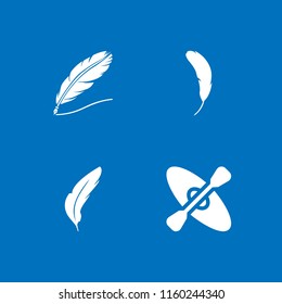 floating icon. 4 floating set with feather and kayak vector icons for web and mobile app