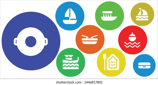 floating icon set. 9 filled floating icons.  Simple modern icons about  - Float, Sailboat, Boat