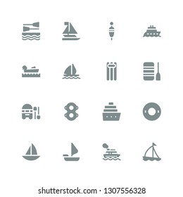 floating icon set. Collection of 16 filled floating icons included Sailboat, Cruise, Sailing boat, Boat, Float, Floats, Floating, Sail boat, Boating