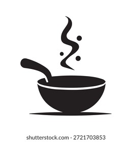 Floating Ingredient Cooking Logo With Modern Frying Pan