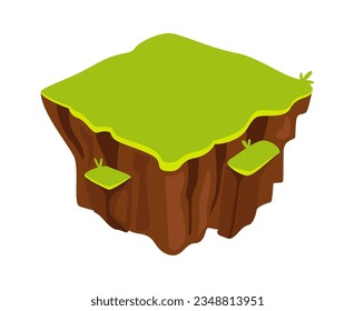 Floating Island With Grass Vector Illustration