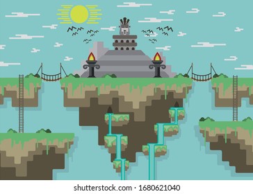 Floating Island Landscape flat design