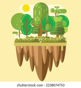 Floating Island Landscape Flat Design