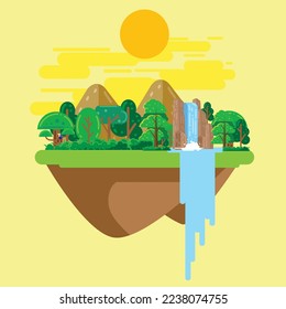 Floating Island Landscape Flat Design