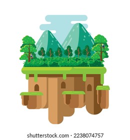 Schwimmbad Insel Landschaft Flat Design