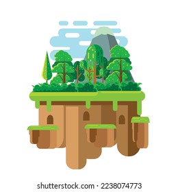 Floating Island Landscape Flat Design