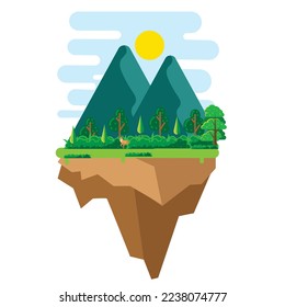 Floating Island Landscape Flat Design