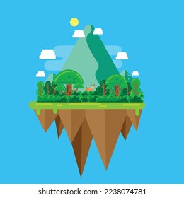 Floating Island Landscape Flat Design