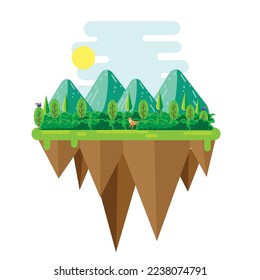 Floating Island Landscape Flat Design