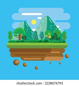 Schwimmbad Insel Landschaft Flat Design