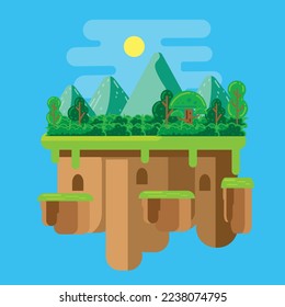 Floating Island Landscape Flat Design